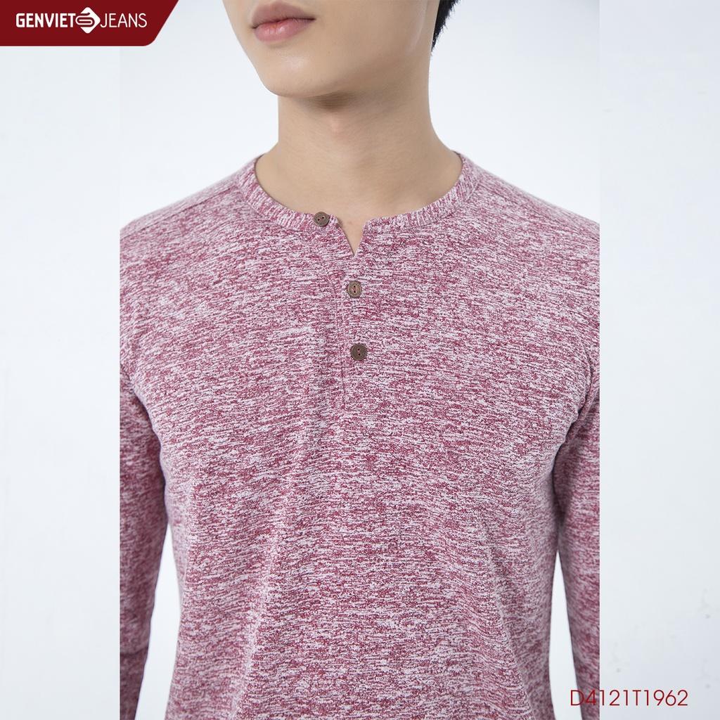 Áo Thun Nam Dài Tay Cổ Bổ Trụ GENVIET D4121T1962