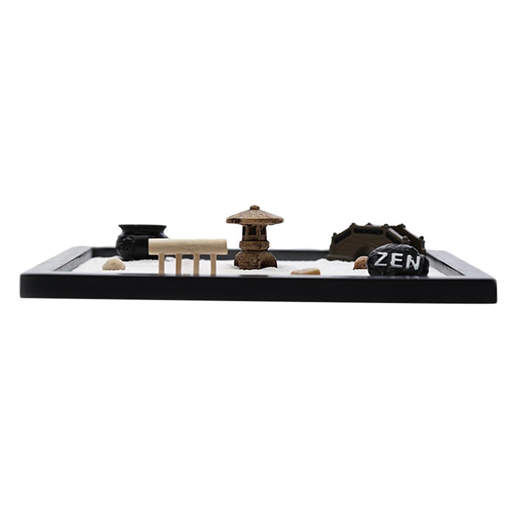 Wooden Beach Garden Mini Desktop Sandbox Tray Handcrafts for Relaxation