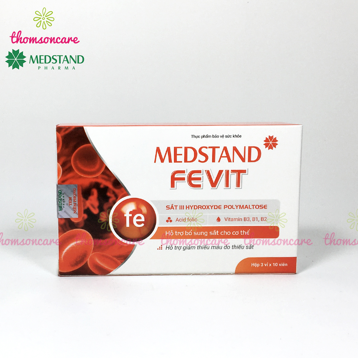 Bổ sung sắt và Acid Folic cho bà bầu - Medstand Fevit - Hộp 30 viên bổ máu cho phụ nữ mang thai, sau sinh