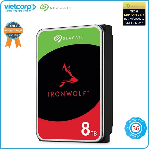 Ổ cứng NAS Seagate Ironwolf 8TB 3.5 Sata 3 ST8000VN004 - Hàng Nhập Khẩu