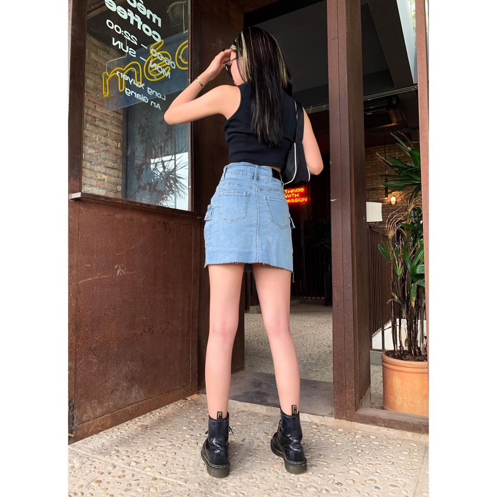 Váy Box pocket Denim A skirt mã 1061