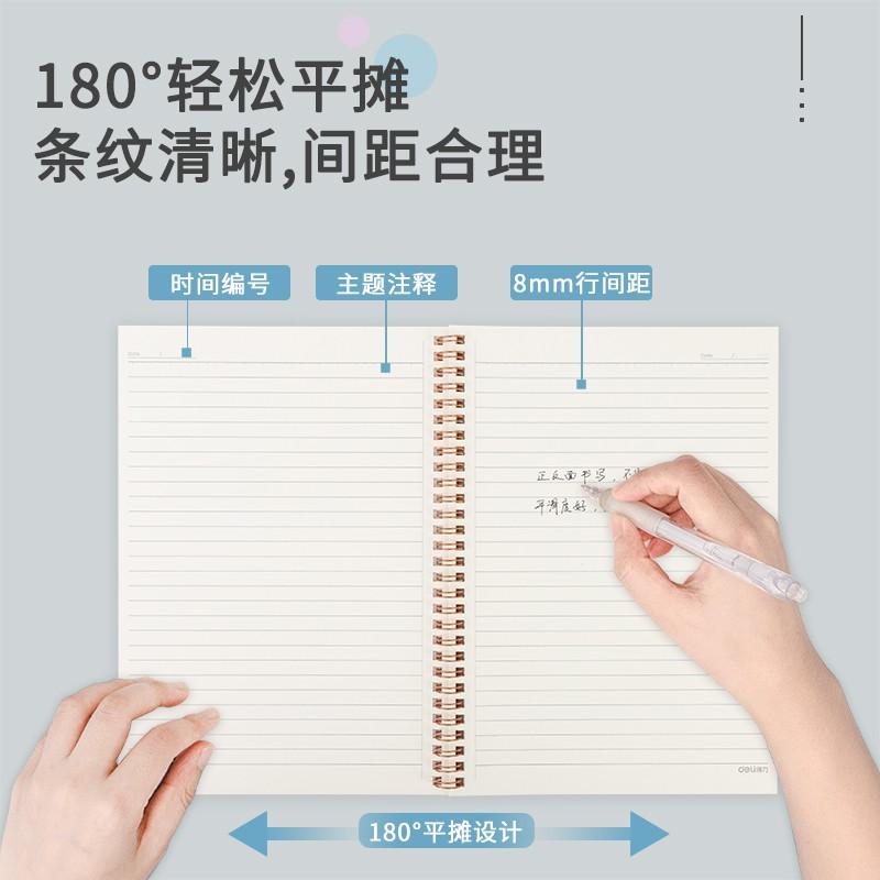 Sổ Tay Ghi Chép A5 Gáy Xoắn 60 Trang Deli - Kẻ Ngang - Phù Hợp Làm Sổ Tay Kế Hoạch Life Planner - Bìa Họa Tiết Phi Hành Gia - LA560-N12