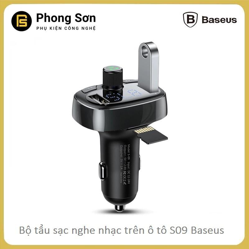 Bộ tẩu sạc nghe nhạc trên xe hơi Baseus S09 FM Transmitter Modulator Bluetooth - Hàng Chính Hãng