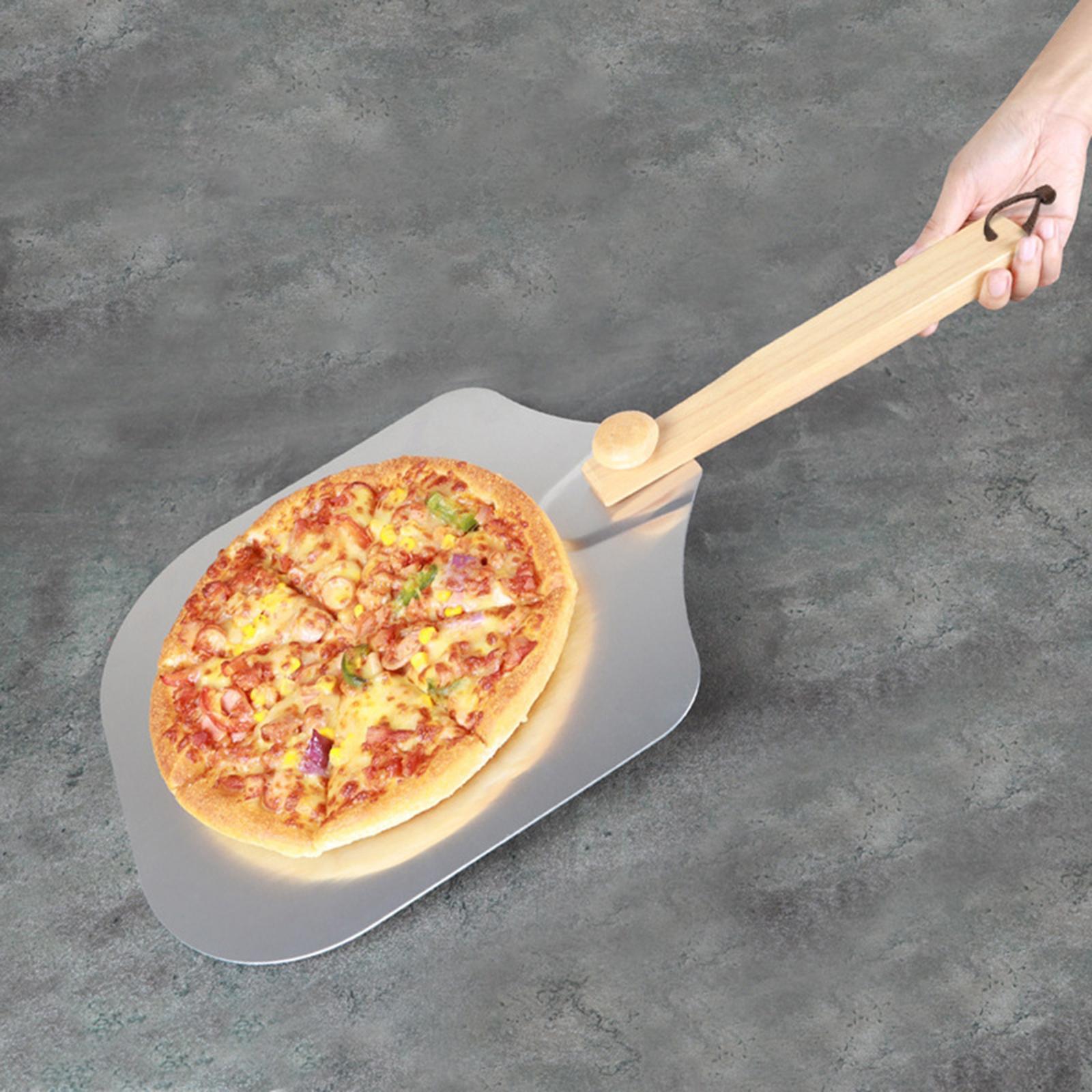 Pizza Peel Pizza Paddle with Cutter, 12 inch Width Wooden Handle Pizza Spade, Pizza Oven Accessory for Bread, Burgers, Cakes, Restaurant Condo