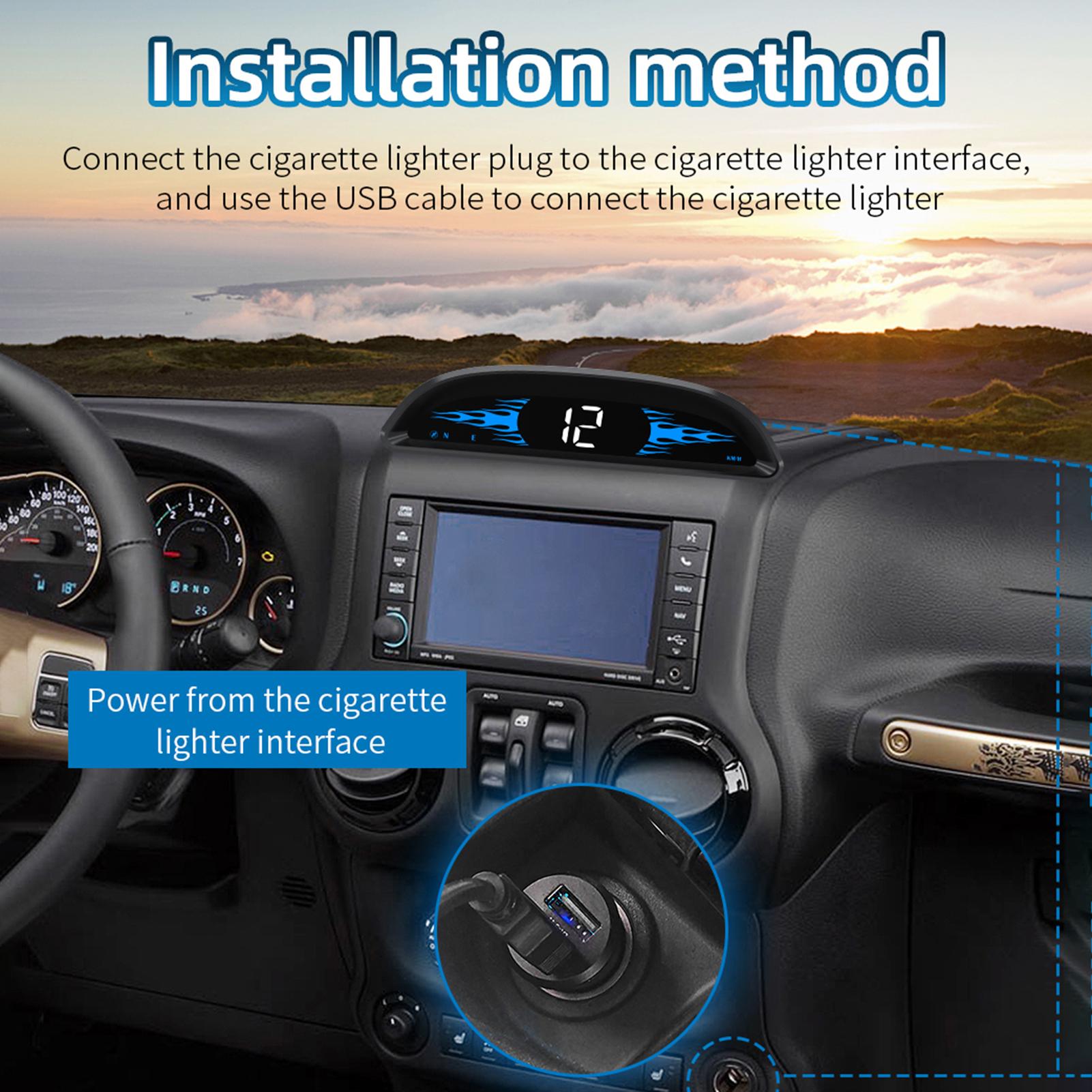 Car HUD Head-up Display Digital GPS Navigation Speedometer GPS Dual System with Overspeed Alarm Fatigue Driving Alarm