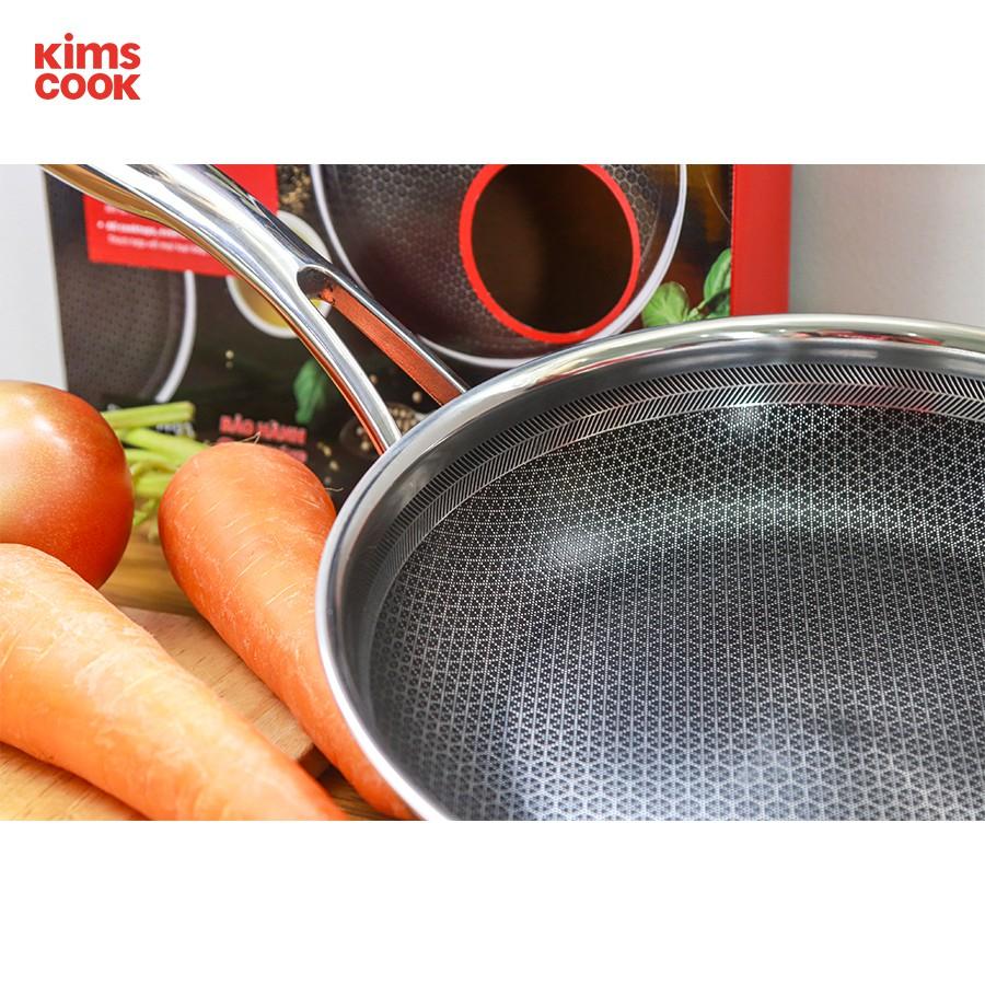 Chảo xào đáy từ , chảo sâu lòng 3 lớp đúc liền  inox 304 cao cấp Hàn Quốc Kimscook BlackCube siêu bền, cào không xước - tặng 1 sạn inox