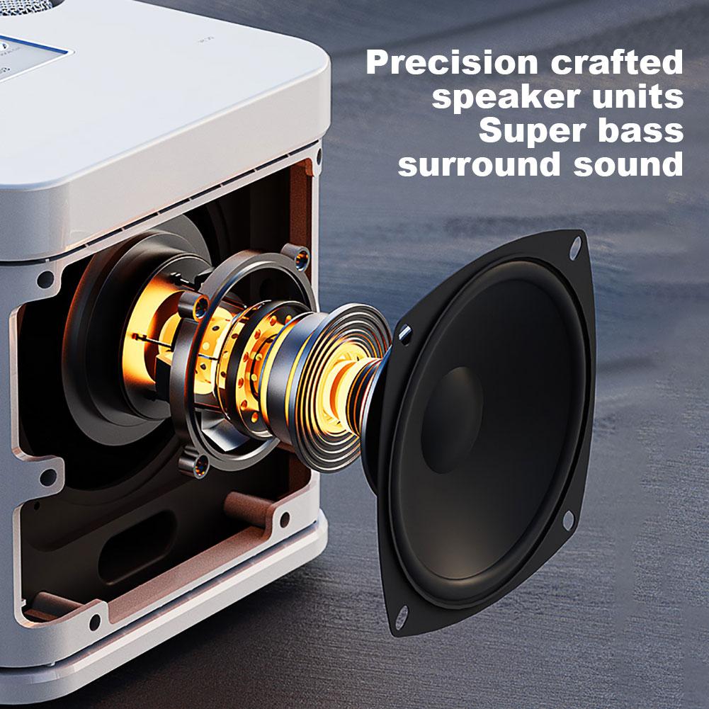 100W chuyên nghiệp Karaoke micrô kép loa bluetooth không dây stereo không dây stereo subwateo hỗ trợ gia đình karaoke hỗ trợ Color: White