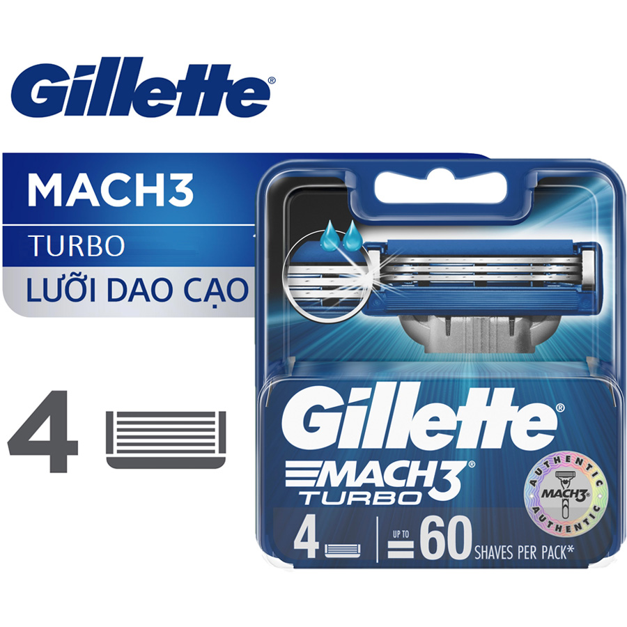 Lưỡi Dao Cạo Gillette Mach 3 Turbo (Hộp 4 Lưỡi)