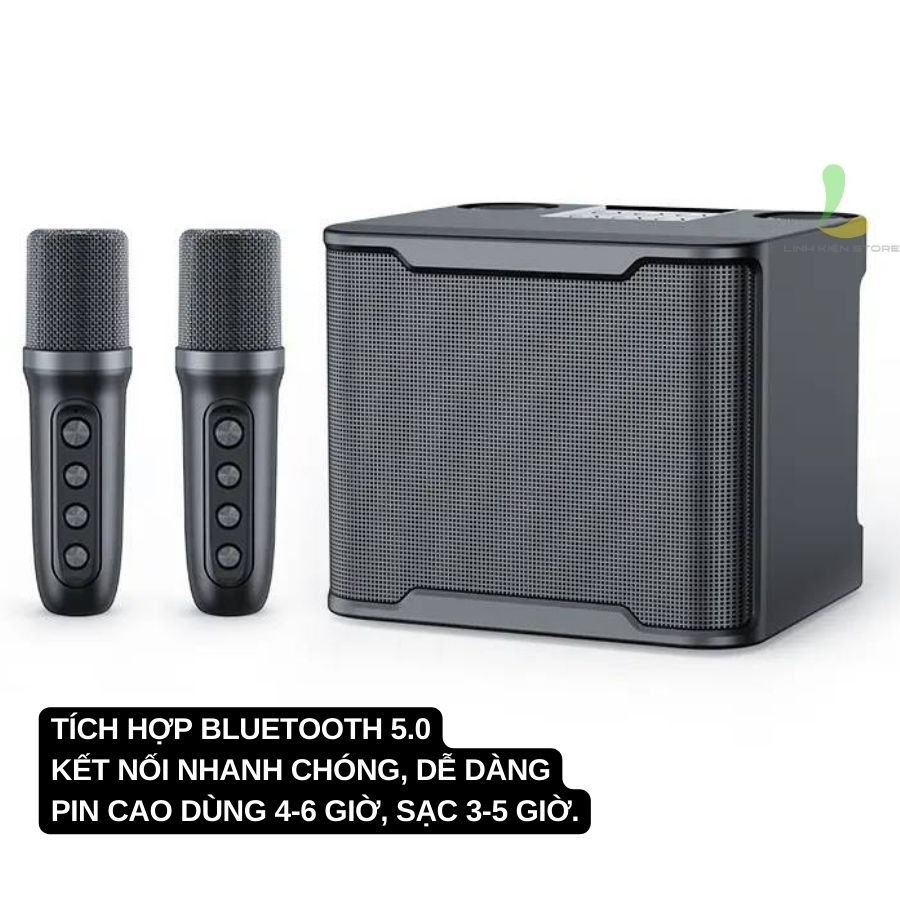 Loa Bluetooth Karaoke Su-Yosd YS230 - Loa xách tay mini YS-230 chất liệu nhựa ABS cao cấp, công suất 20W kèm 2 micro không dây - Hàng nhập khẩu