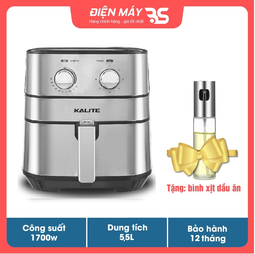 Nồi chiên không dầu Kalite Q5, dòng cơ, dung tích 5,5 lít phù hợp gia đình 4-6 người - Hàng chính hãng