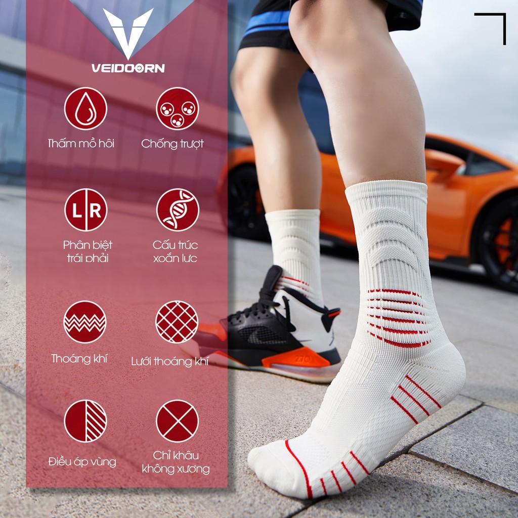 Tất bóng rổ cao cấp VEIDOORN - Công nghệ dệt 3D Knitted, Mềm Mại, Thoáng Khí - VT003