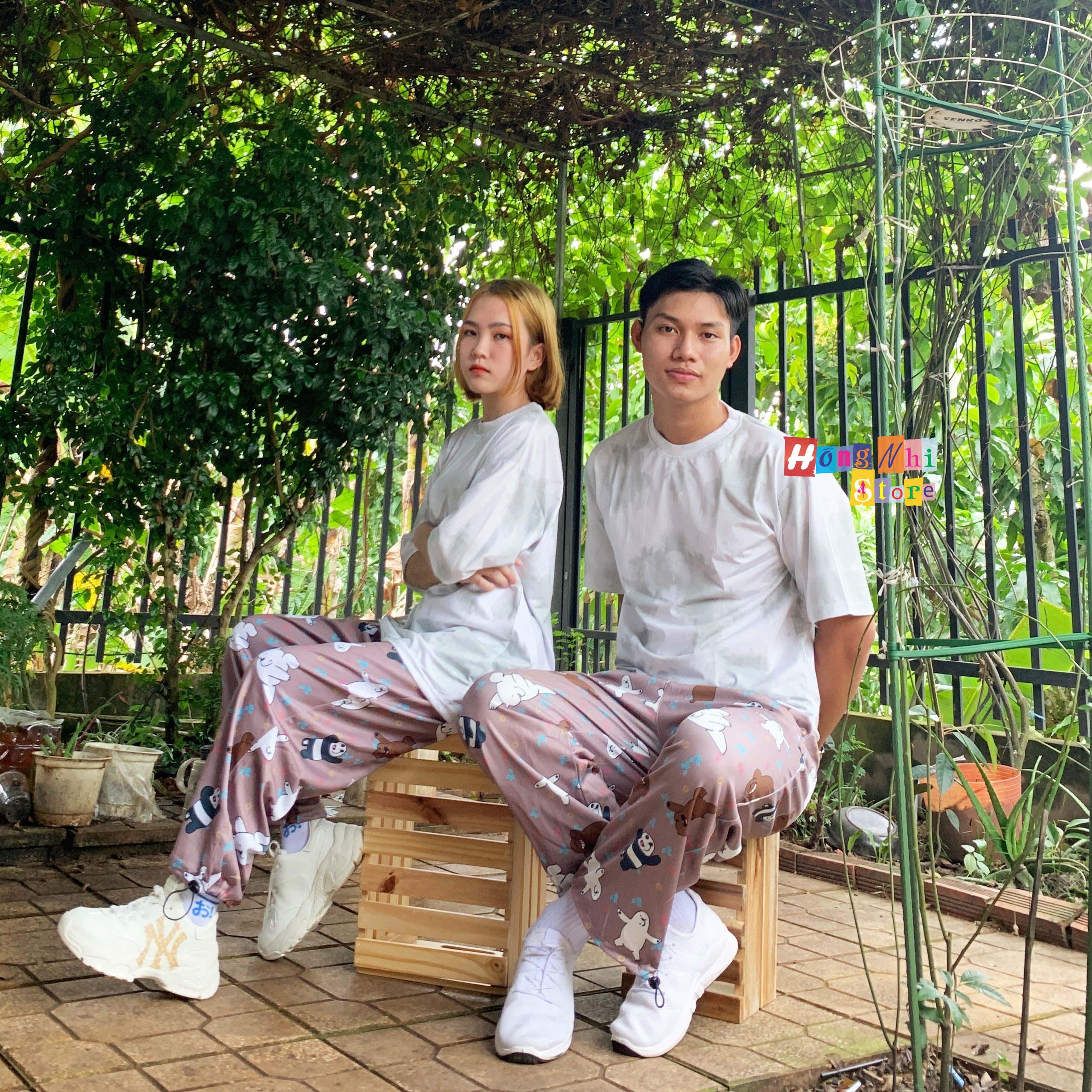 Quần Hoạt Hình Dài Dây Rút Lai Con Gấu Nâu Cartoon Pant Oversize Ulzzang Unisex - MM