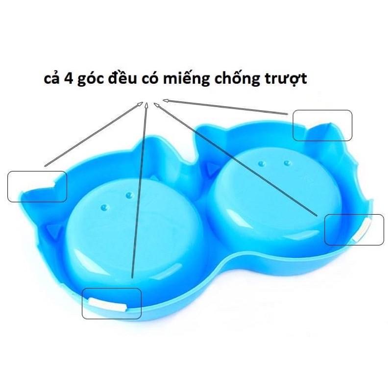 Bát Ăn Đôi Nhựa Hình Mặt Mèo