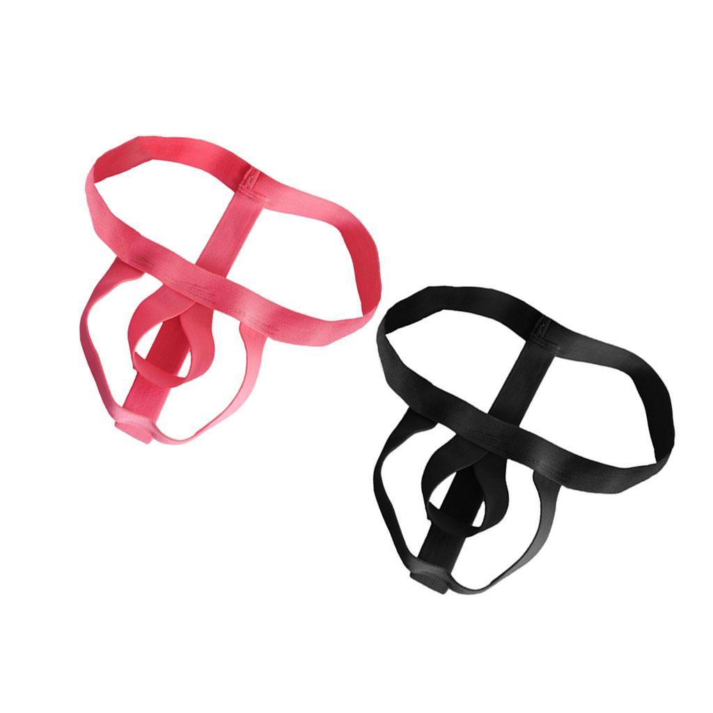 Pack of 2pcs Breathable Men Pink Black G-string Underwear Hollow Jockstrap Thongs Briefs Underpants