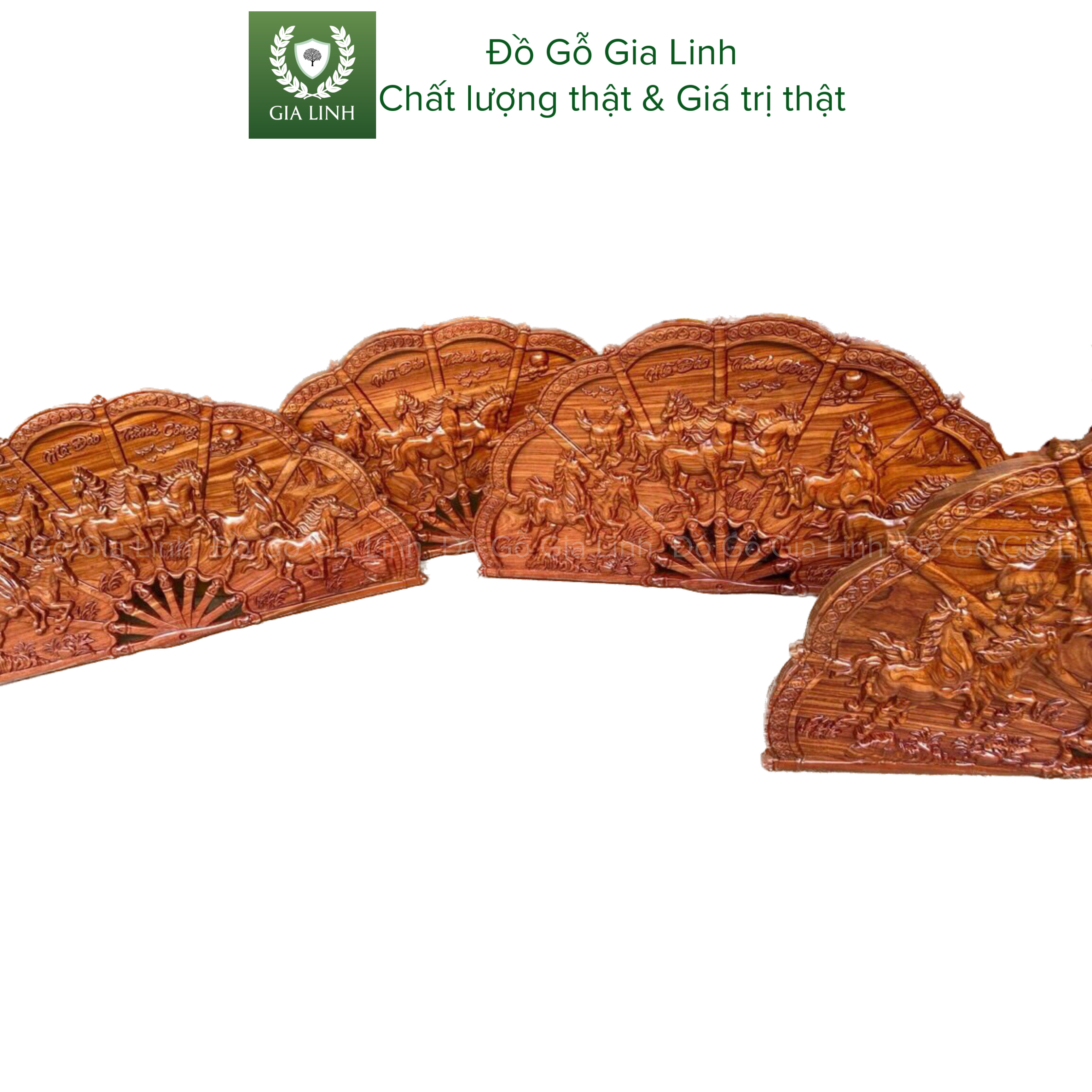 Tranh quạt Mã đáo thành công Đồ Gỗ Gia Linh gỗ Hương đá liền khối KT 1m x 50cm x 4cm