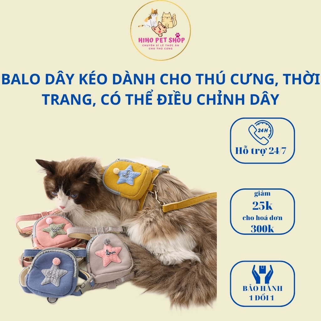 Balo yếm kèm dây dắt dành cho thú cưng, thời trang, có thể điều chỉnh dây