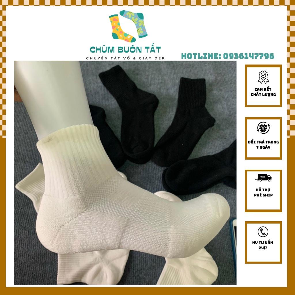 Combo 10 tất vớ trắng cao cổ nam nữ chất vải cotton thoáng khí thấm hút ôm chân(ngẫu nhiên) - Chùm buôn tất h114