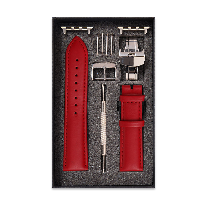 Dây Đồng Hồ Thay Thế Dành Cho Apple Watch 48 Ultra 454442mm – 414038mm, Chất Liệu Da Bò Italy Cao Cấp Màu Đỏ Tương Thích Các Phiên Bản Series 87654321SE Bảo Hành 12 Tháng – Full Khoá Bạc – 49454442mm