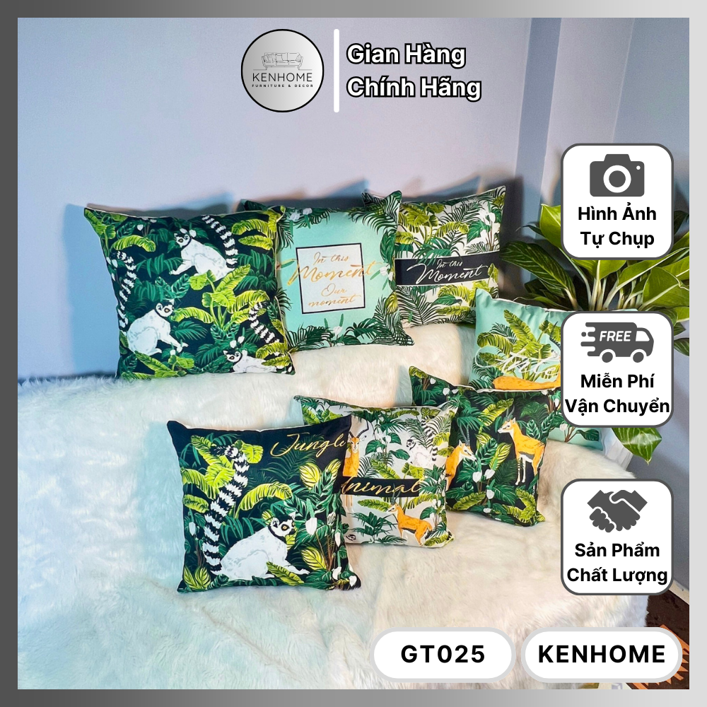 Gối Sofa Họa Tiết Nhiệt Đới Sang Trọng - Gối Tựa Lưng Sofa Trang Trí Không Gian Sống - Vải Bố Cao Cấp - Kích Thước 45x45cm