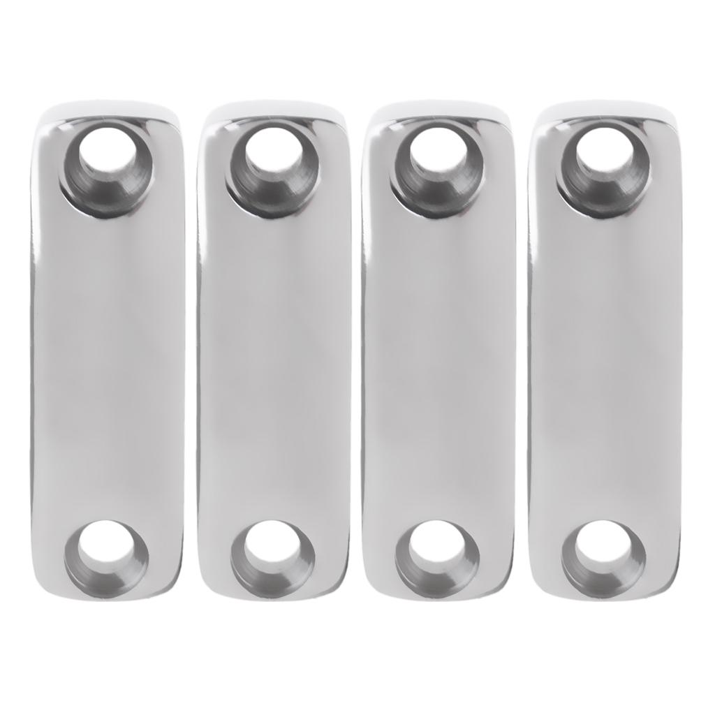 Pack 4 Premium Silver 316 Stainless Steel Boat Deck Fitting Rope Connection Strap Loop 48mm