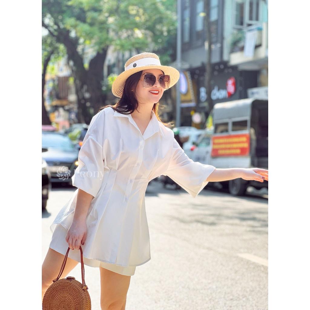 Áo sơ mi trắng nữ chiết eo trendy thời thượng, dễ mặc, dễ phối đồ Peony - SELENA TOP
