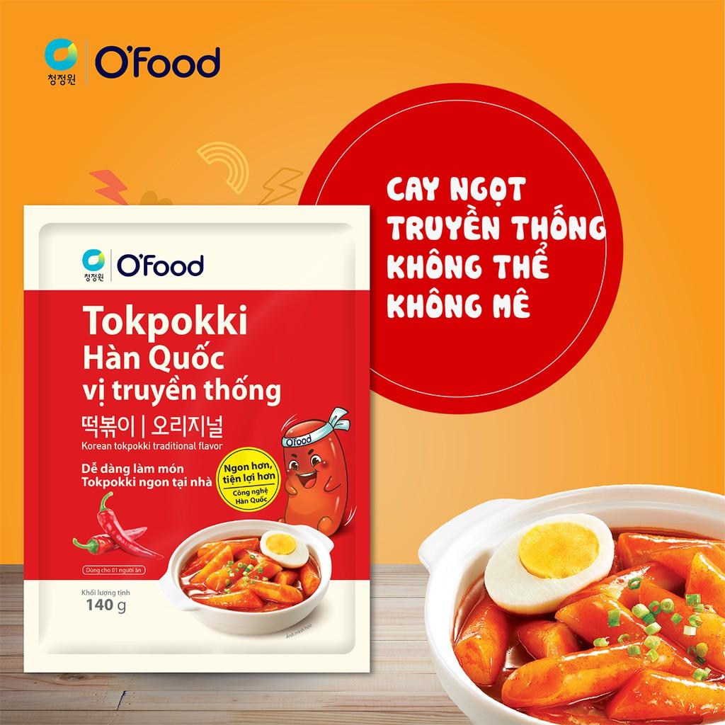 Tokbokki Hàn Quốc O'food gói 140gr, 5 vị truyền thống, phô mai cay & không cay, tương đen, chua ngọt