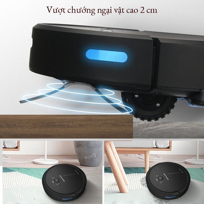 Robot hut bụi lau nhà D2, rô bốt hút bụi, Máy hút bụi gia đình Không Dây loại tốt Công suất cực mạnh pin khủng 4000mAH có hộp nước lau khô ướt, cảm biến chống rơi, chống va chạm