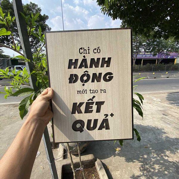 Tranh gỗ decor tạo động lực "Chỉ có hành động mới tạo ra kết quả"