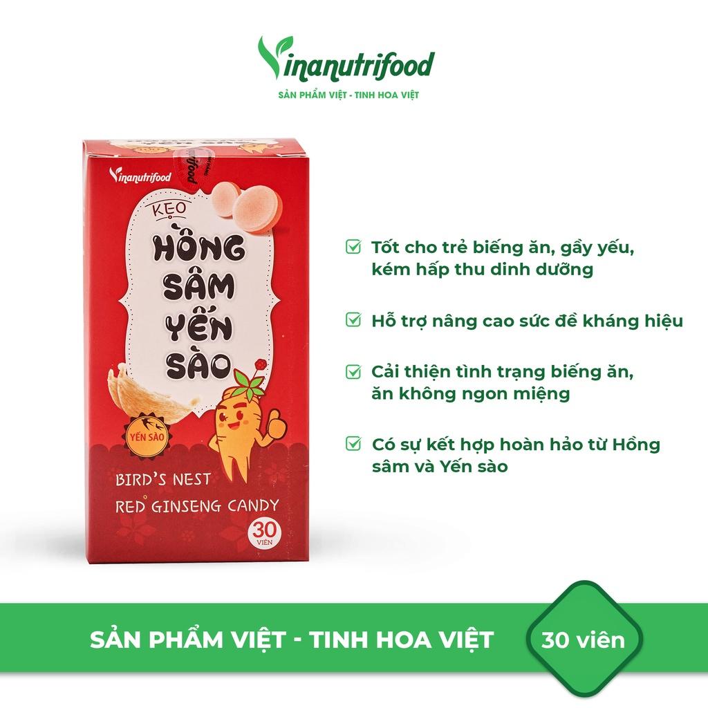 Kẹo Hồng Sâm Yến Sào Vinanutrifood, Được làm từ hồng sâm cao cấp, Lọ 30 viên