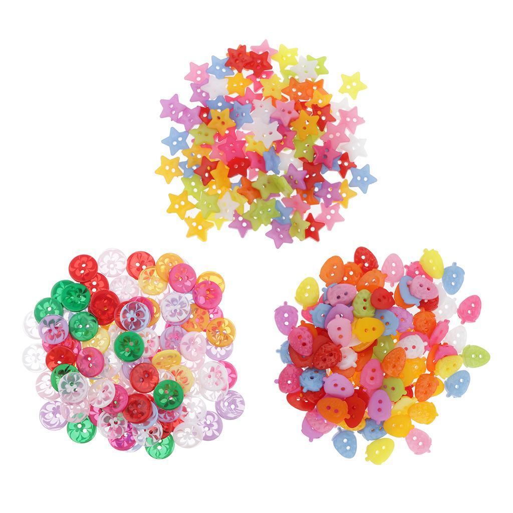 100x 15mm Colorful holes Buttons for DIY Sewing Craft