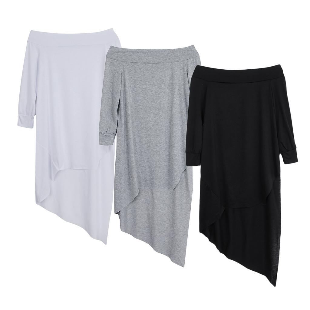 Women's Fashion Tunic Tops Irregular Hem Casual Long Sleeve Blouse T-shirt