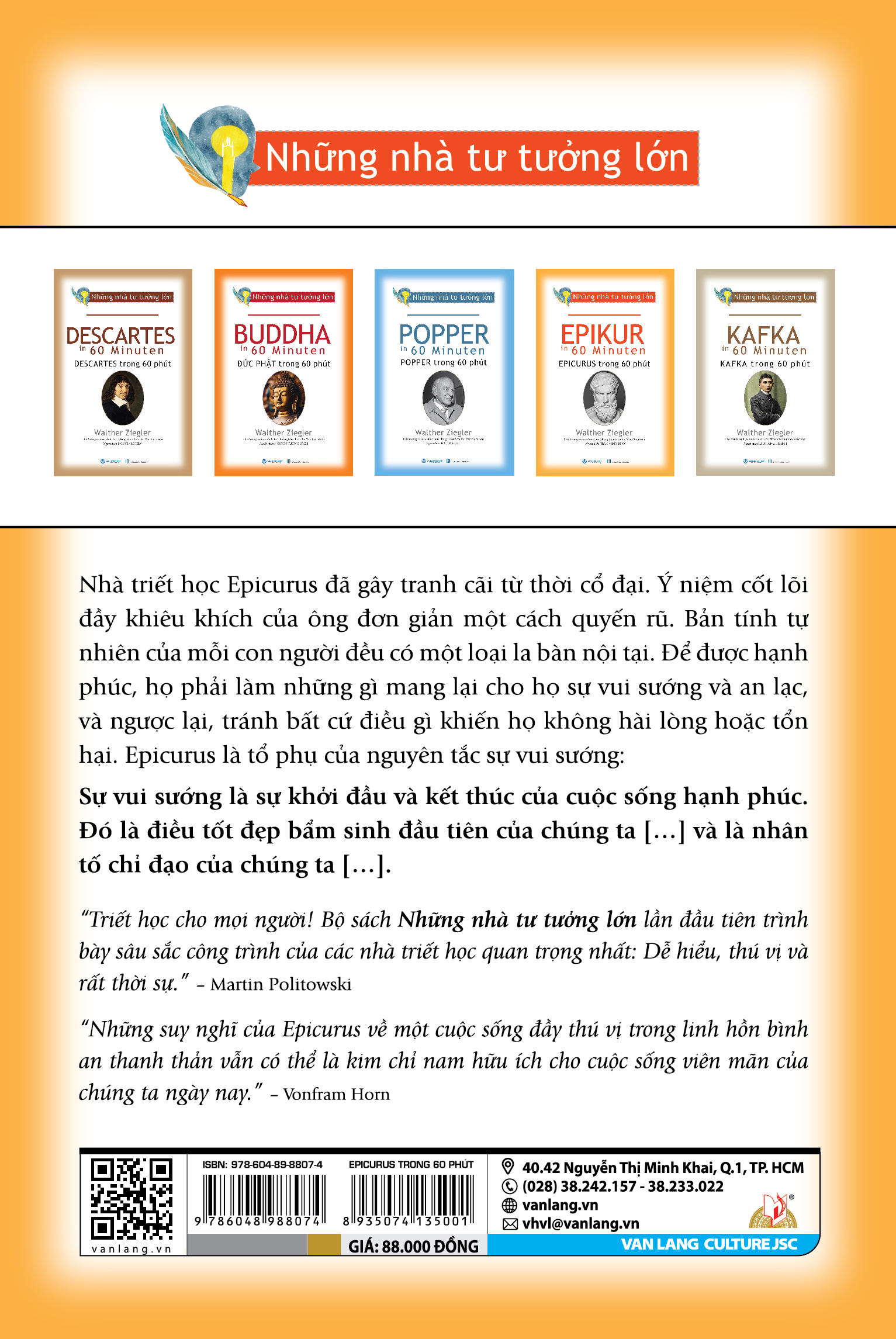 Những Nhà Tư Tưởng Lớn - Epikur Trong 60 Phút - Vanlangbooks