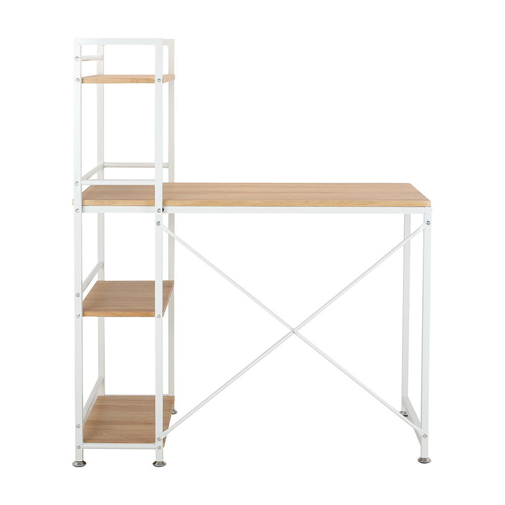 Bàn làm việc học tập đa năng kèm kệ 4 tầng CONNER mặt gỗ cao cấp kết hợp khung thép sơn tĩnh điện trắng | Index Living Mall - Phân phối độc quyền tại Việt Nam
