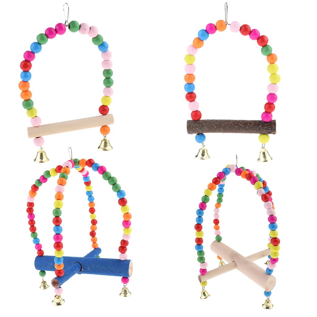 Bird Parrot Cockatiel Hanging Climbing Swing Rings Standing Frame Cage Toy