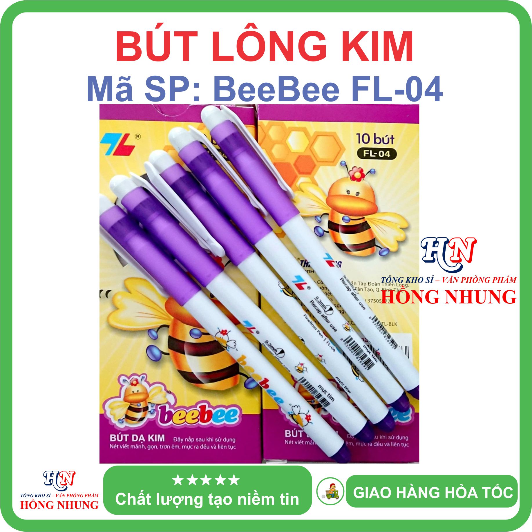 [SÉT] COMBO Hộp 10 Bút lông kim con ong Beebee FL-04, Bút Thiên Long, An Toàn, Không Độc Hại, Kiểu dáng dễ thương