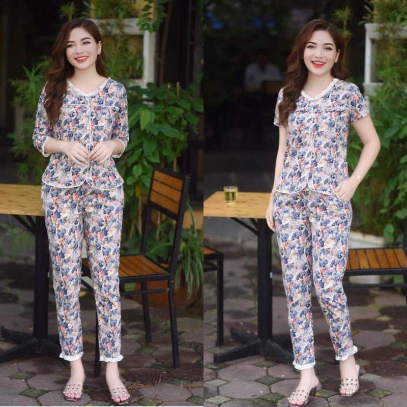 (4 màu) Quần áo mặc nhà ren ngực đẹp