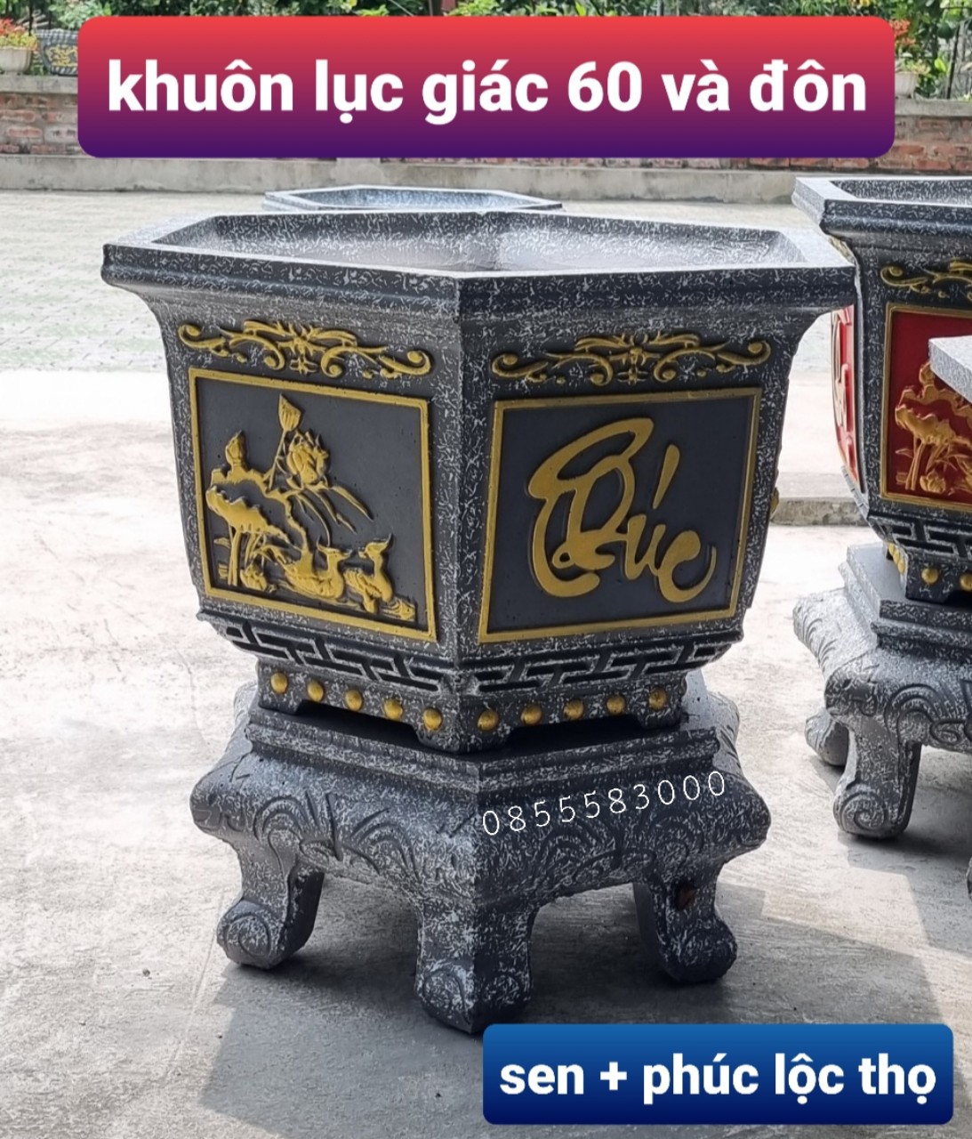 Khuôn đúc chậu cảnh lục giác 60 và chân đôn