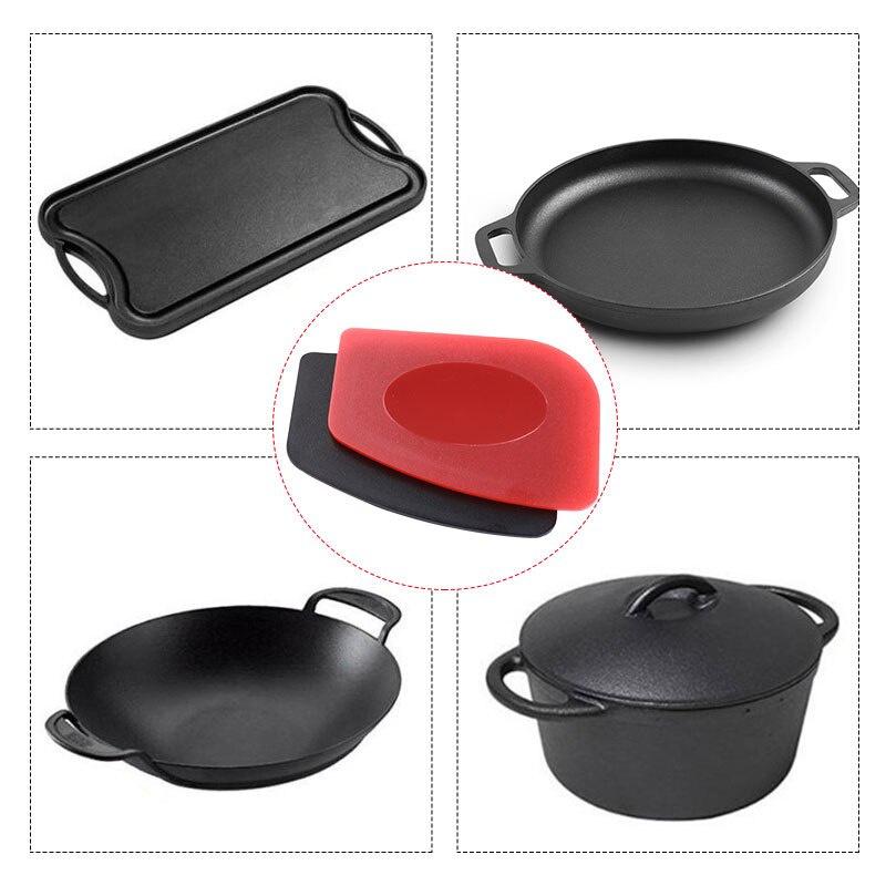 2pcs Grill Pan Scrapers Oil Scraper Cast Iron Skillets Frying Pan Cleaners Cast Iron Pot Anti-scratch Cleaning Spatula BBQ Tools