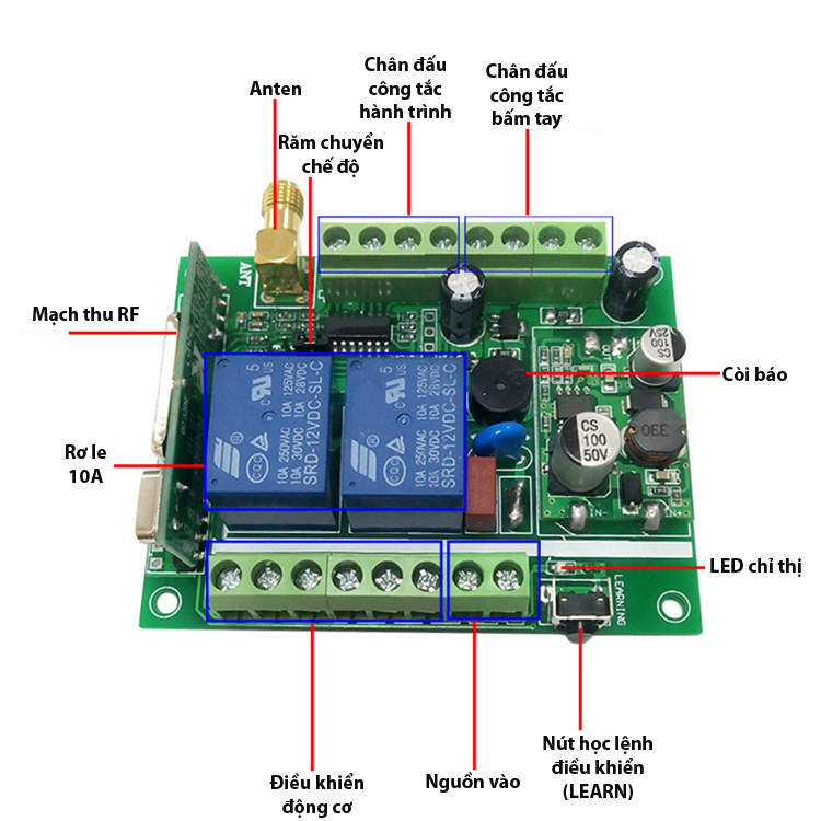 Công tắc điều khiển đảo chiều động cơ DC12-48V có hành trình V4