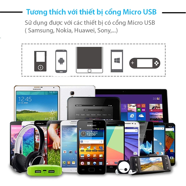 Cáp Sạc Nhanh Micro USB 2A - 25CM - Hàng Nhập Khẩu