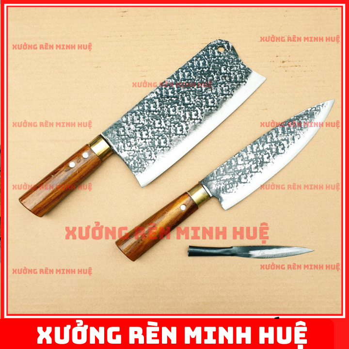 Bộ dao nhà bếp nhíp oto hàng rèn thủ công cao cấp phúc sen