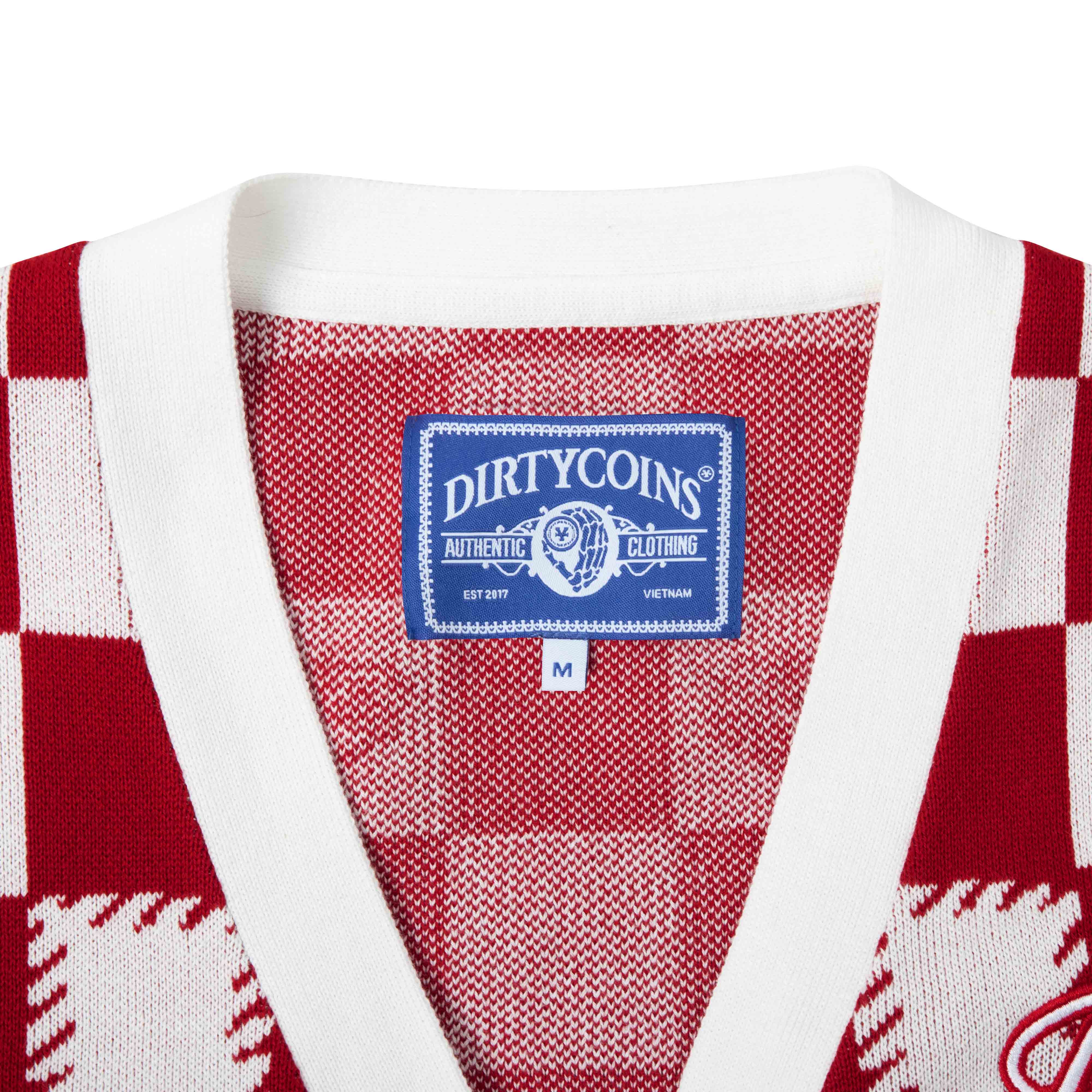 DirtyCoins Áo Khoác Checkerboard Knit Cardigan - Red