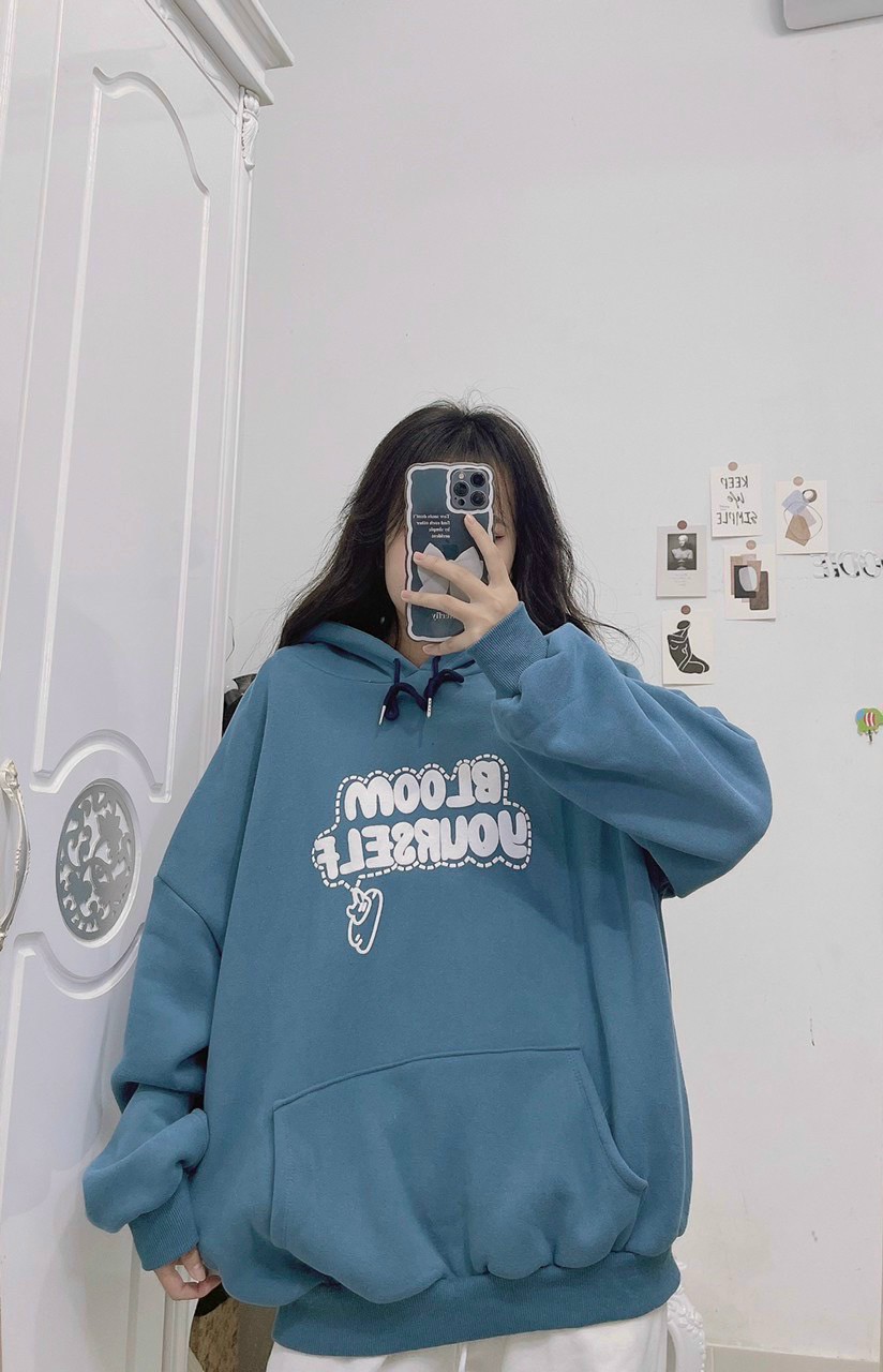 ÁO HOODIE - ÁO KHOÁC NỈ NGOẠI HOOIDE MỚI in CHỮ NỔI BL0OM YOURSELF