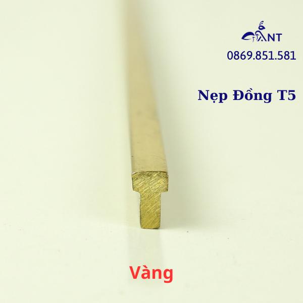 Nẹp Đồng T5 màu vàng, Nẹp đồng chữ T, Nẹp đồng chống trơn, giá 1m