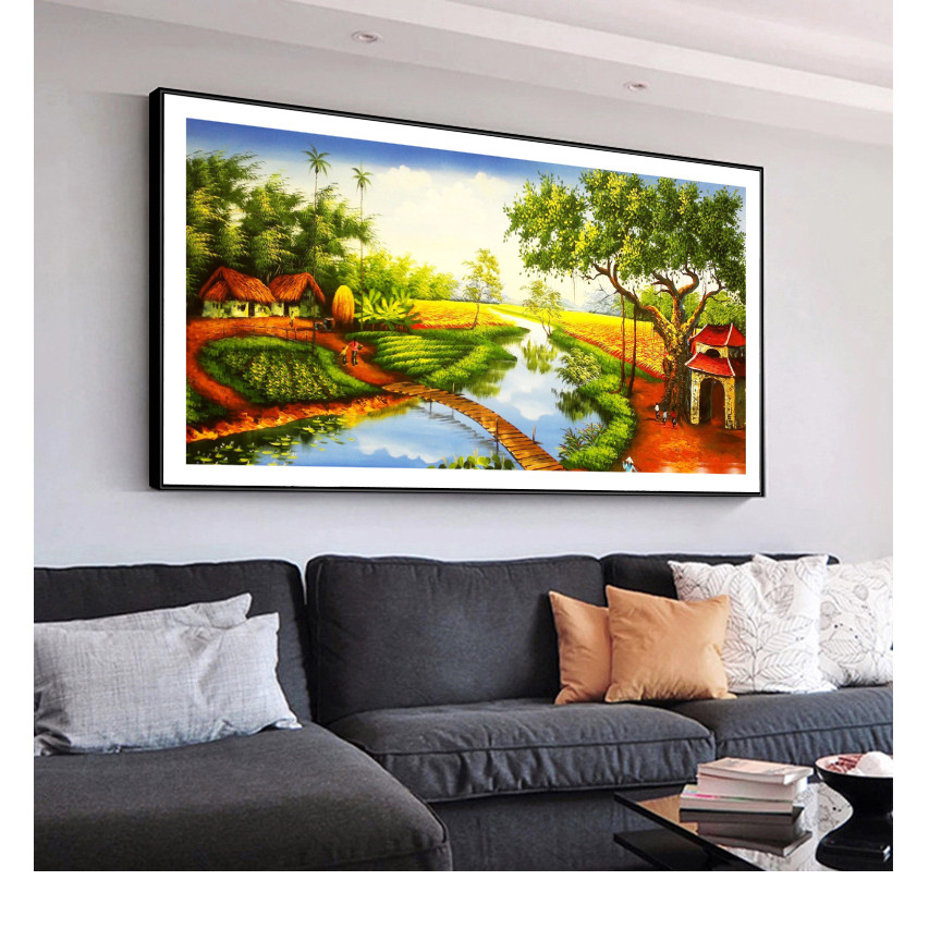 Tranh Canvas sơn dầu Một góc miền tây sông nước - OEM. Model: AZ1-0145 , Khung hợp kim nhôm, Composite chống ẩm, bền, đẹp, nhiều kích thước. Phù hợp khách sạn, nhà hàng, spa, phòng khách