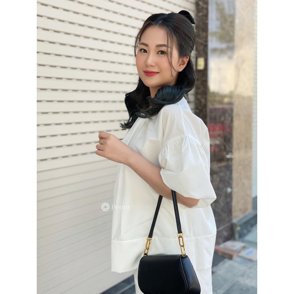 Áo sơ mi trắng nữ Freesize, tay chuông thời thượng, thoải mái, trendy, dễ phối đồ Peony - ALINE TOP