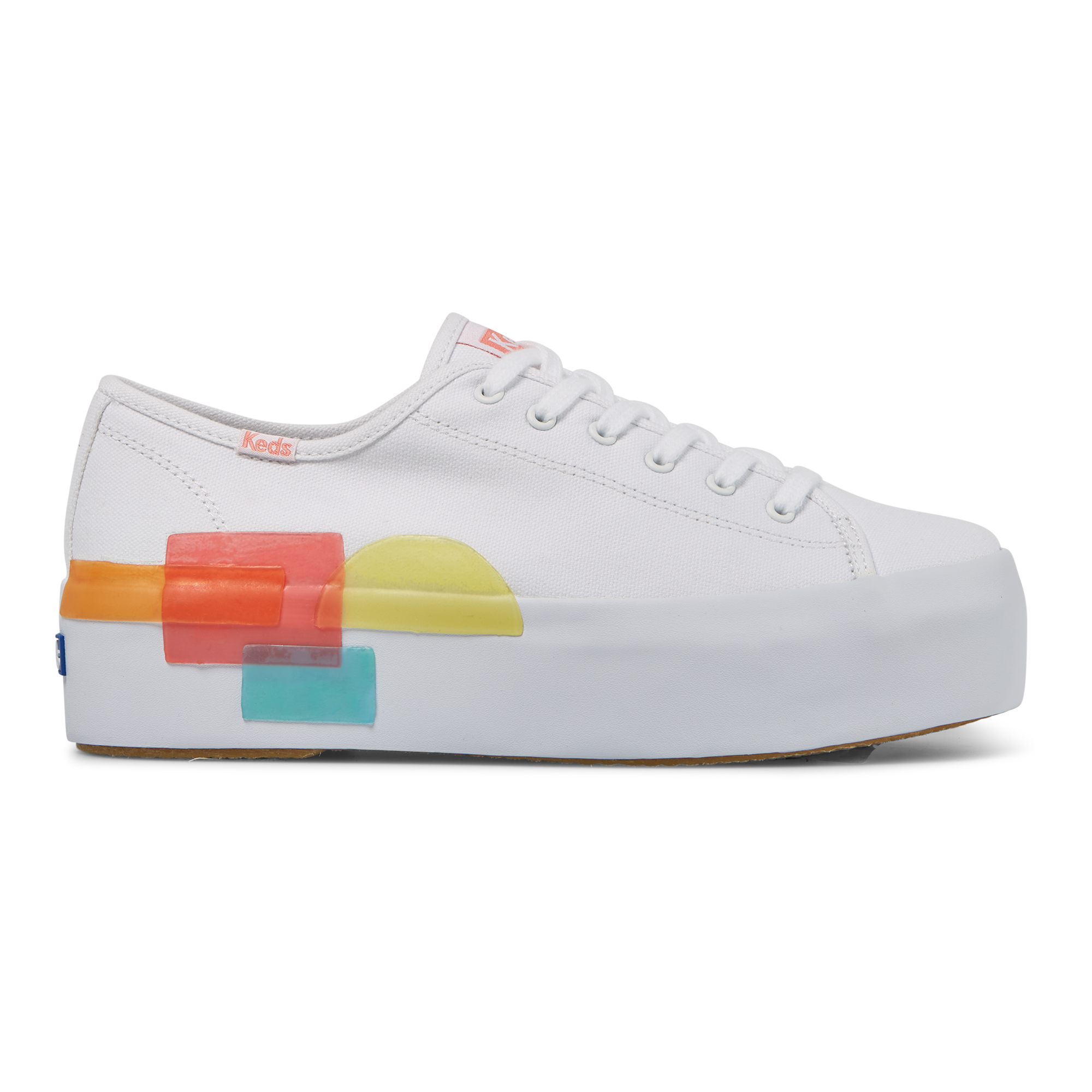 Giày Keds Nữ- Triple Up Canvas Blocked Rubber White- KD066390