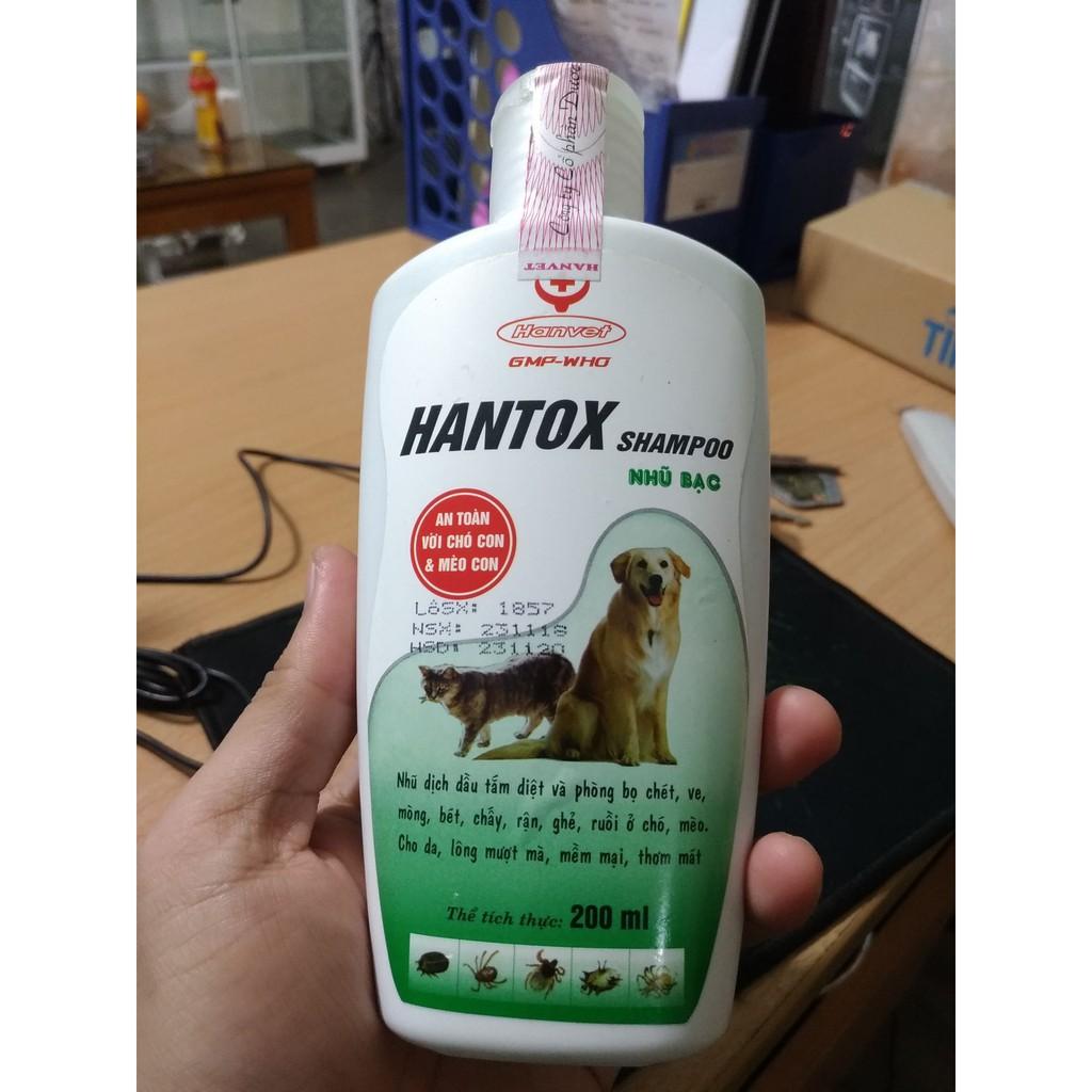 Sữa Tắm Trị Ve Rận Bọ Chét Cho Chó Mèo Hantox Shampoo Xanh 200ml - Long Vũ Pet Shop