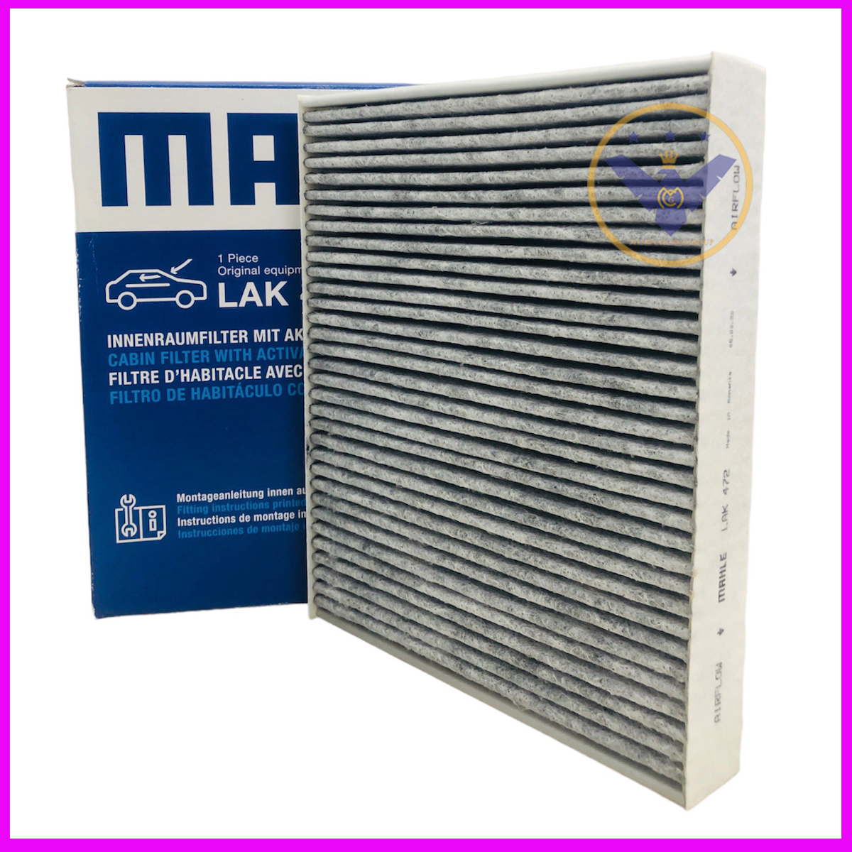 Combo 2 Lọc gió máy lạnh than hoạt tính Mahle LAK-472 cho xe Vinfast Fadil, Chevrolet Spark, Cruze, Aveo, Orlando, Lacetti CDX