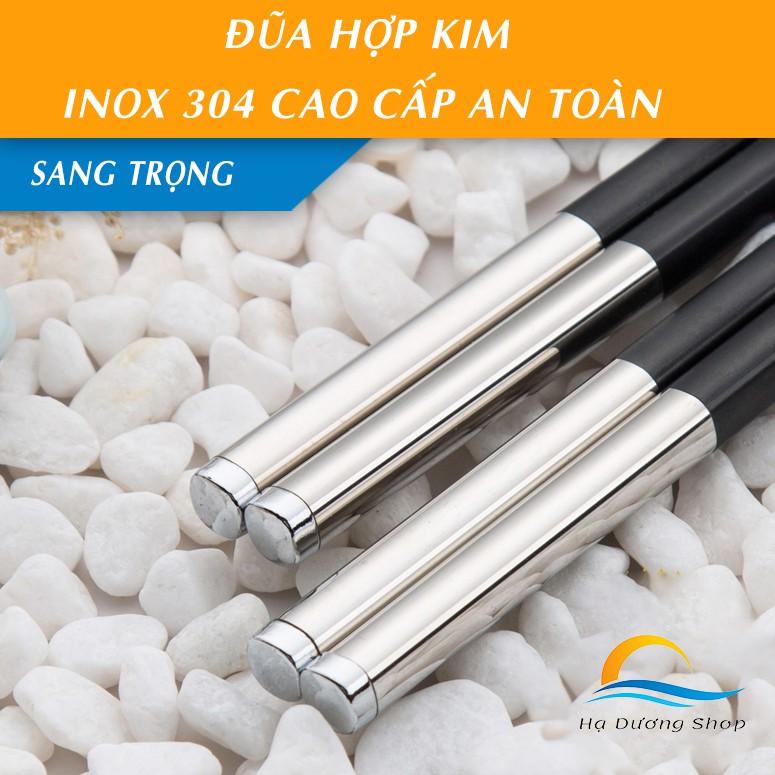 [10 Đôi] Đũa Ăn Cơm Cao Cấp Kiểu Nhật Bản Kháng Khuẩn Sợi Thủy Tinh Khảm Inox 304 Sang Trọng HADU